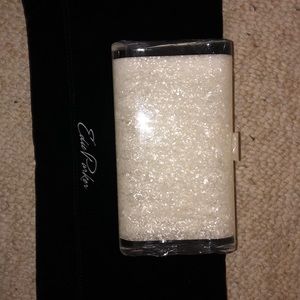 Edie Parker clear white crystal clutch